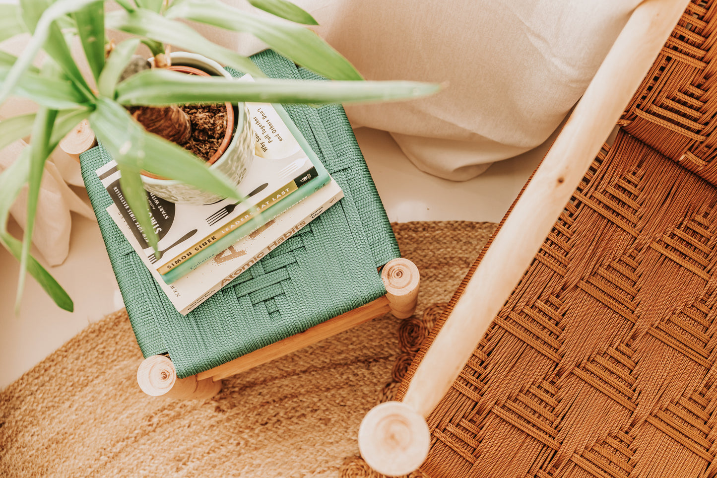 NATURAL WOVEN STOOL - SMALL