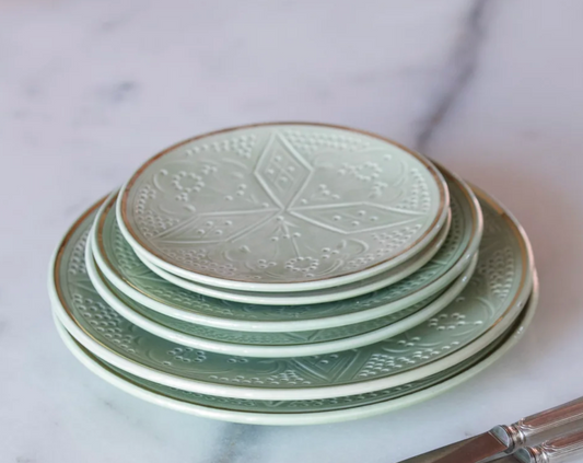 Almond Green Empreinte Plates