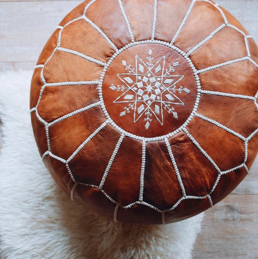 MOROCCAN LEATHER POUF - Tadd-art